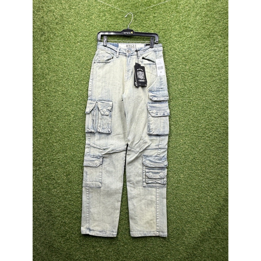 Rebel Vengeance Baggy Stacked Cargo Jeans Men's 28x30 Alternative Rapper